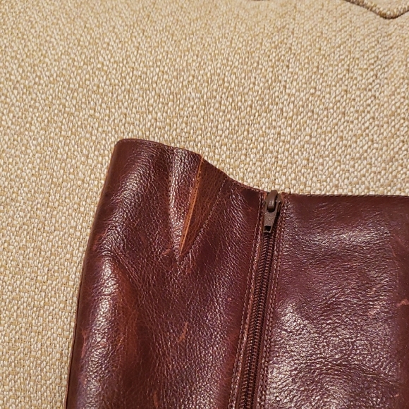 Brown Leather Heeled Boots with Buckle Detail - Picture 10 of 12